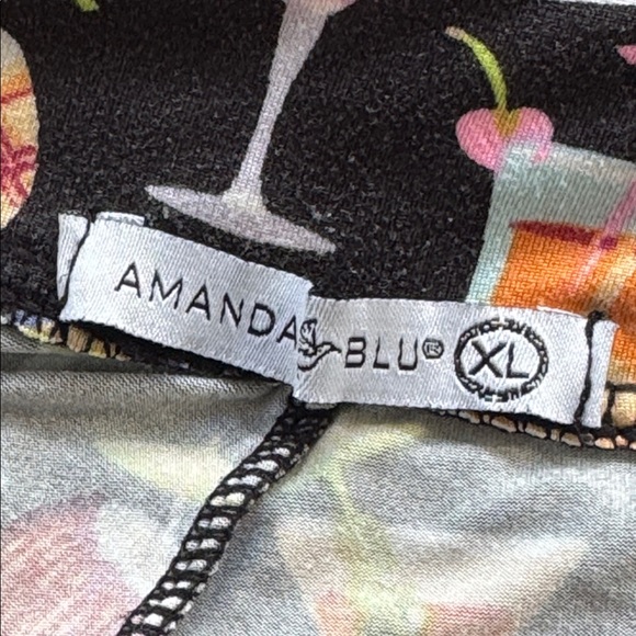 Amanda Blu black colorful cocktail print wide leg stretch pajama pants size XL - Picture 9 of 11